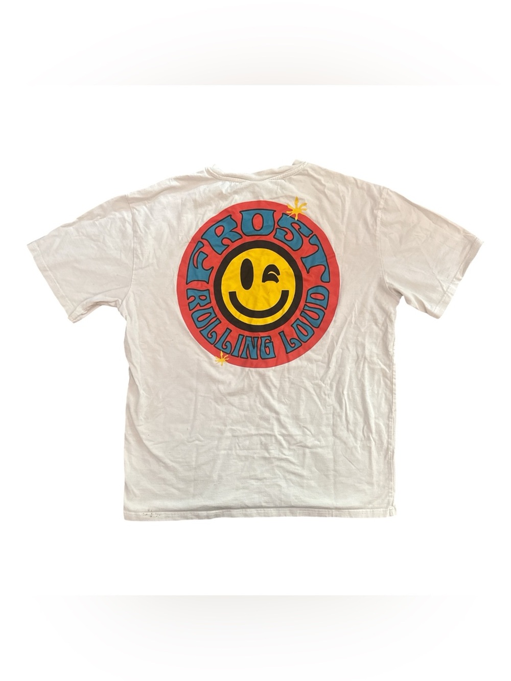 FROST Men’s Size Large White Rolling Loud Happy Face Tee T-Shirt Smokers Tee